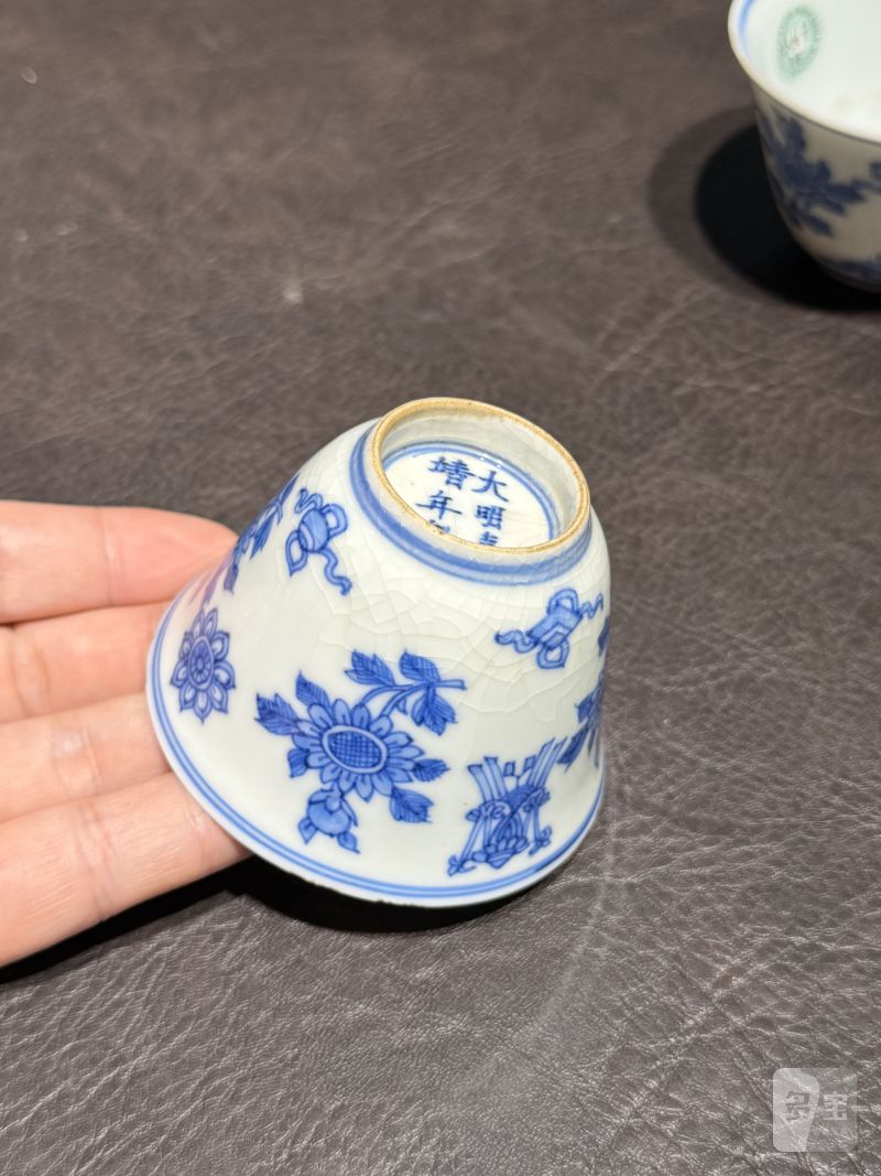 清康熙 青花清供图茶杯（一组六件） - 图42